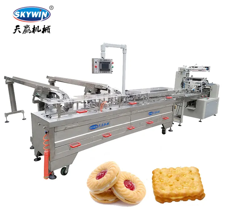 Skywin One Lanes Cream Biscuit Sandwiching Machine with 380s Flow Pack