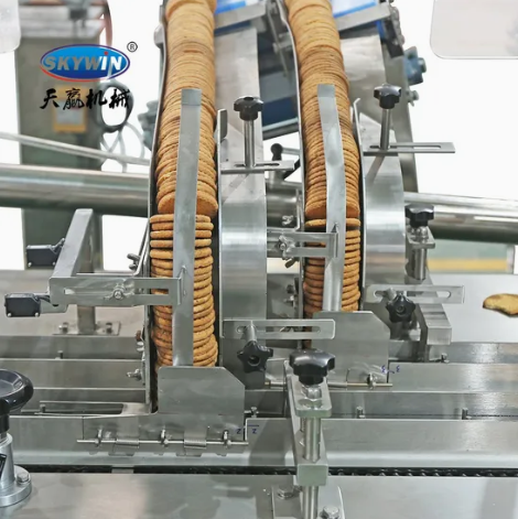 Skywin Two Lanes Jam Cookies Biscuit Cream Sandwiching Machine With Packing