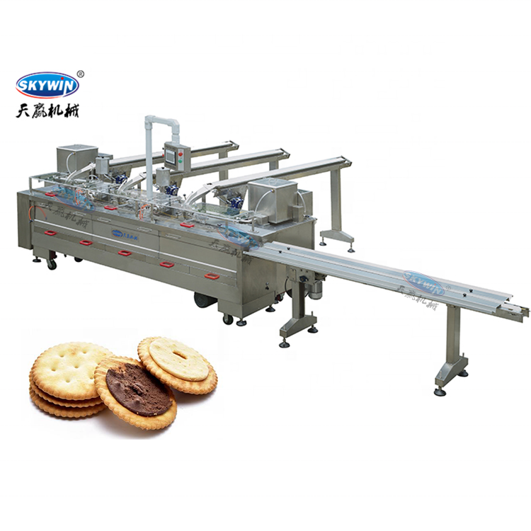 Skywin 3+2 One Lane Biscuit Sandwiching Machine with Flow Packing Machine
