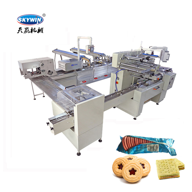 Skywin 3+2 Two Lane Biscuit Sandwiching Machine with on Edge Packaging Machine