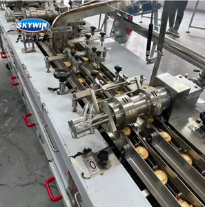 Skywin 3+2 Two Colors Cream Biscuit Sandwiching Machine with Flow Packing