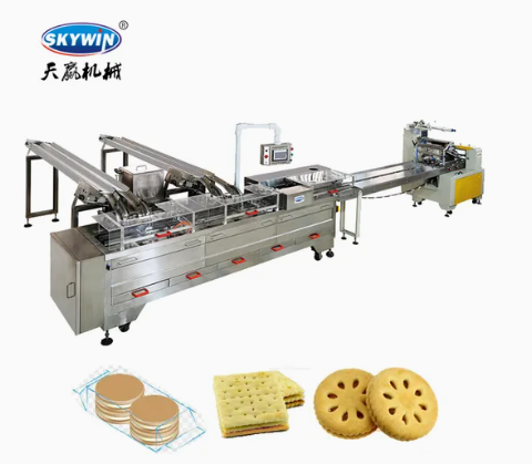 Skywin One Lanes Cream Biscuit Sandwiching Machine with 380s Flow Pack
