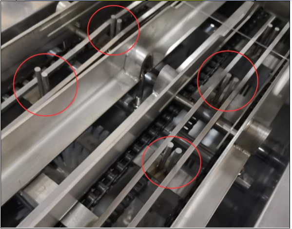 Pushers on creaming machine made by stainless steel