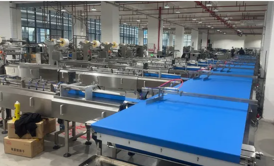 Skywin Automatic sandwich Biscuit Feeding Stacking and Packaging Line 