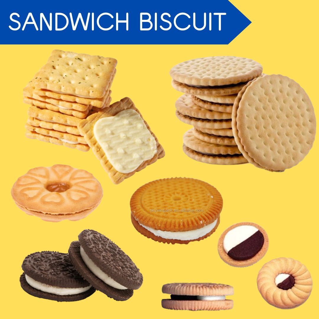 Skywin One Lane One Color Biscuit Sandwiching Machine with Flow Packing Machine