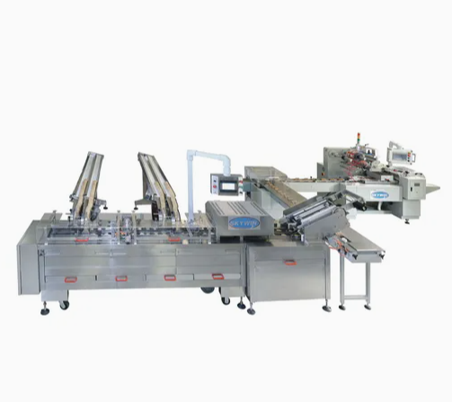 Skywin Two Lanes Chocolate Cream Filling Sandwich Biscuit Machine with on-Edge Packing Machine