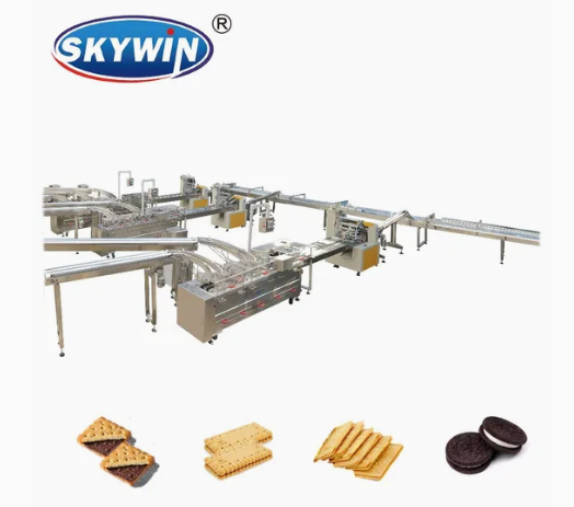 Skywin Sandwich Biscuit Machine with Auto Flow Packing Machine 200pack/Min