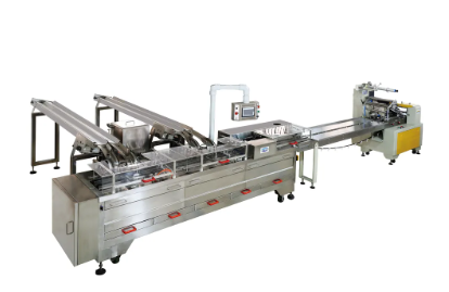 Skywin Two Lanes Sandwich Biscuit Machine with on-Edge Packing Machine