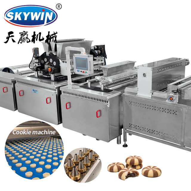 M&aacute;quina autom&aacute;tica para fabricar galletas con dep&oacute;sito y corte de alambre Skywin 2 en 1 - L&iacute;nea de producci&oacute;n de galletas comerciales controlada por PLC para la venta