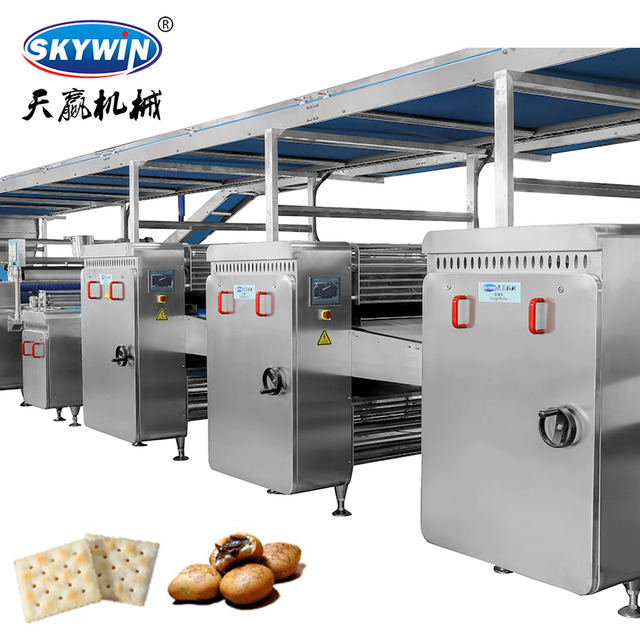 Skywin Industrial Cracker Hard and Soft Biscuit Cream Cookies Making Machine Production Line